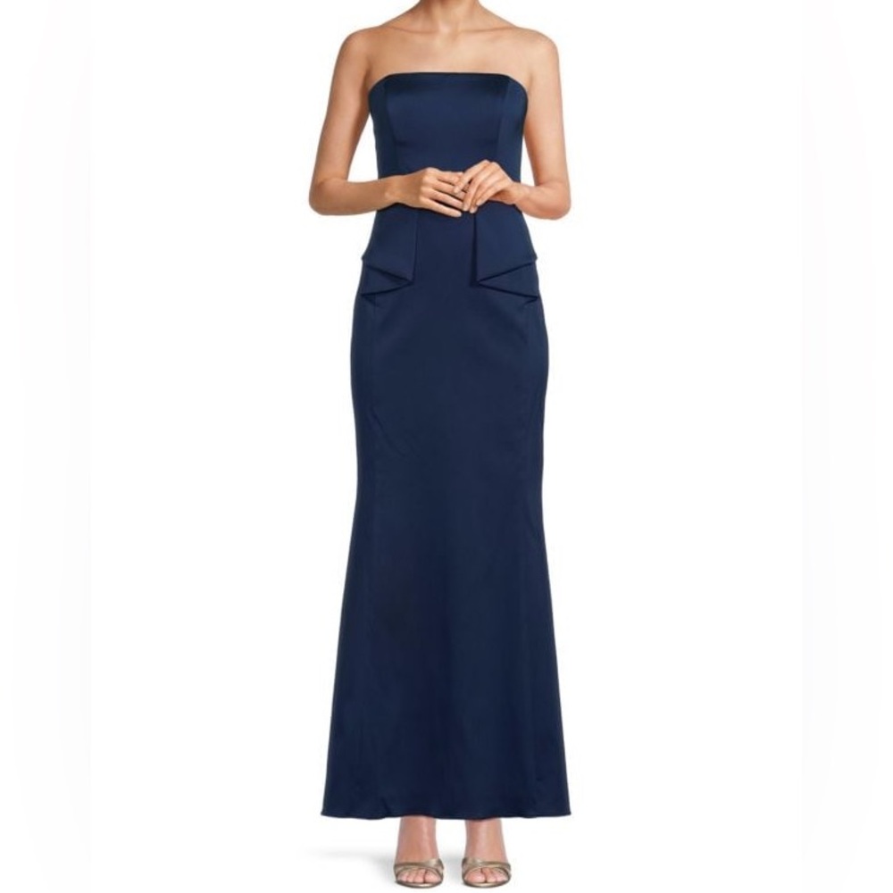 AIDAN MATTOX Navy strapless Fit & Flare Maxi Dress size 8